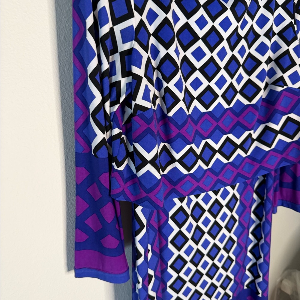 Donna Morgan Geometric Patterned Layered Blue and… - image 3